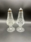 Vintage 1970s WATERFORD Crystal Lismore Salt Pepper Shaker Set Footed Ireland 6"