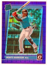 2021 Panini Donruss Optic Monte Harrison Rated Rookie #99 Pandora Purple 18/99