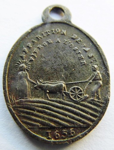 Rare Apparition of Virgin of Willow Tree L'Osier 18thC.Antique Bronze HOLY MEDAL - Picture 1 of 4