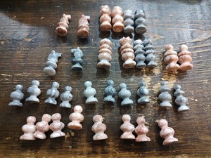 32 Marble Stone Replacement Chess Pieces Pawn Rook Knight  Complete Set