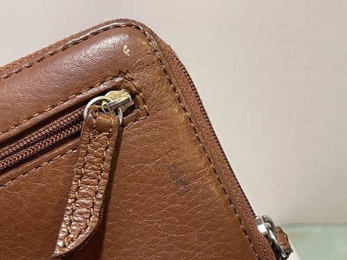 Stone Mountain Genuine Leather Wallet Brown Pebble Finish With Zipper Zip-around - Picture 9 of 13