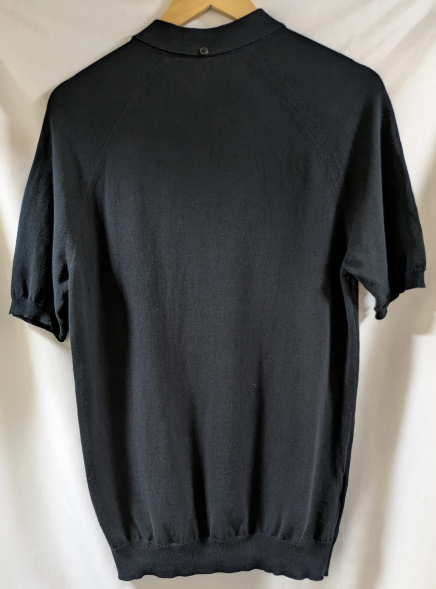 Fred Perry Reissue K1303 Polo Tejido Negro Dorado Hecho En Italia Talla 38 S/M
