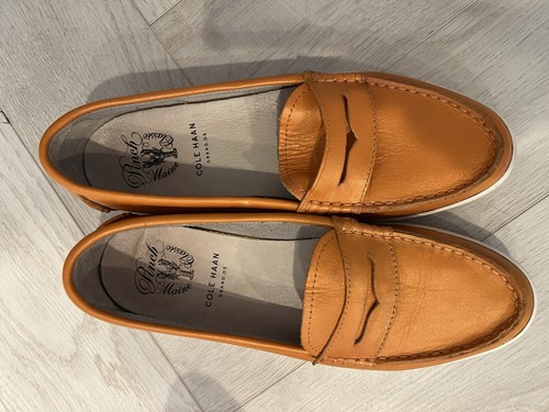 Cole Haan Women’s Size 10 Orange Leather Penny Loafer Boat Schoes Slip-On