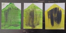 Original ACEO Art Card 3 Miniature Art Clandestine Urban House Fauv  Sela GU-GO