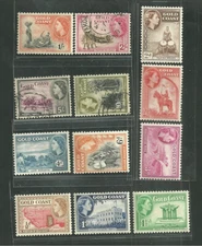 Gold Coast Scott #148-159 Complete Set of 12 Mint & Used Postage Stamps
