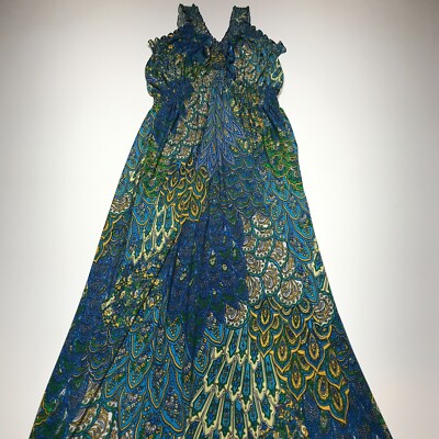 Seven Islands Dress Womens Size Medium Blue Paisley Summer Long Maxi  Smocked | eBay