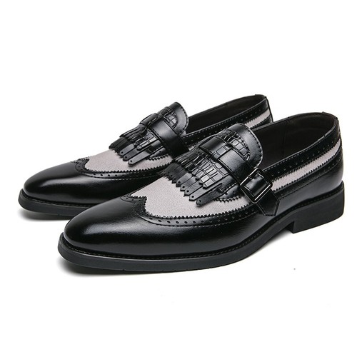 Scarpe eleganti casual da uomo slip on nappa scarpe Oxford formali a coda di rondine ballo brogue - Foto 21 di 24
