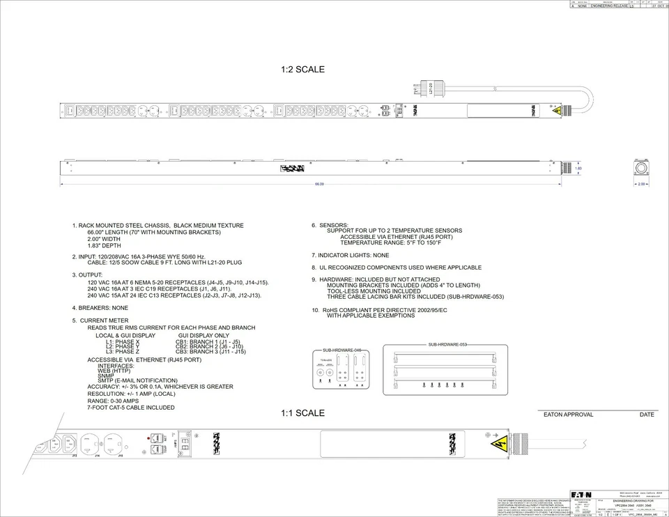 (C) Eaton VPC2864-3848 ePDU 9 ' Cable With L21-20P (33) 5-20R, C13, C19 - Image 2 of 2