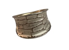 Vtg 925 Sterling Silver Ring Wide Concave Band Brushed 9/16" size 6