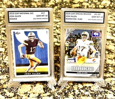 GRADED GEM-MT 10 2 JOSH ALLEN 2018 LEAF FLAG FL-04 & NAT SCC #17 ROOKIE LOT