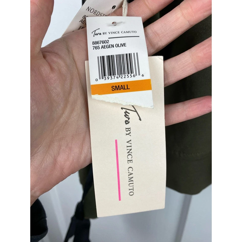 Sudadera corta Two by Vince Camuto para mujer S Aegen oliva manga con cordones nueva con etiquetas Foto 2 de 4
