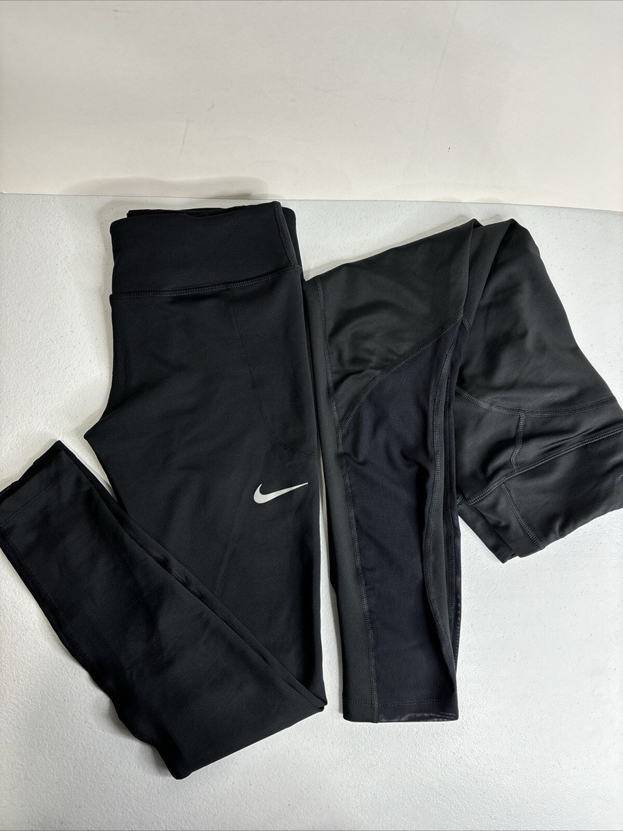 Nike Dri Fit Athletic Yoga Leggings With Calf Mesh Full Length Women M  Black (2)