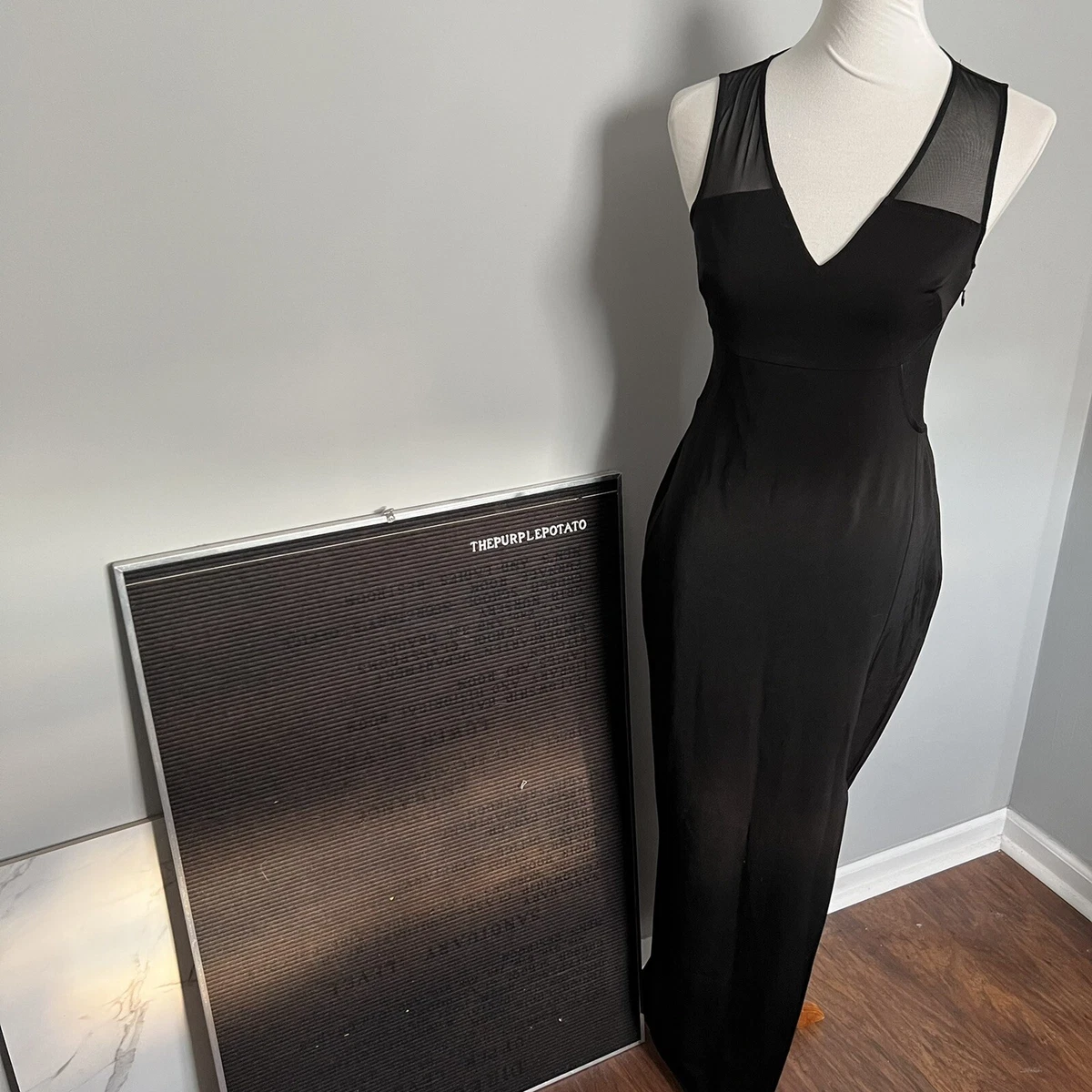 Express Women s Size 4 Black Mesh Back Cutout Maxi Formal Dress eBay