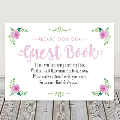 Baby Pink Wedding Guest Book Table Poem Sign BUY GET FREE (P1