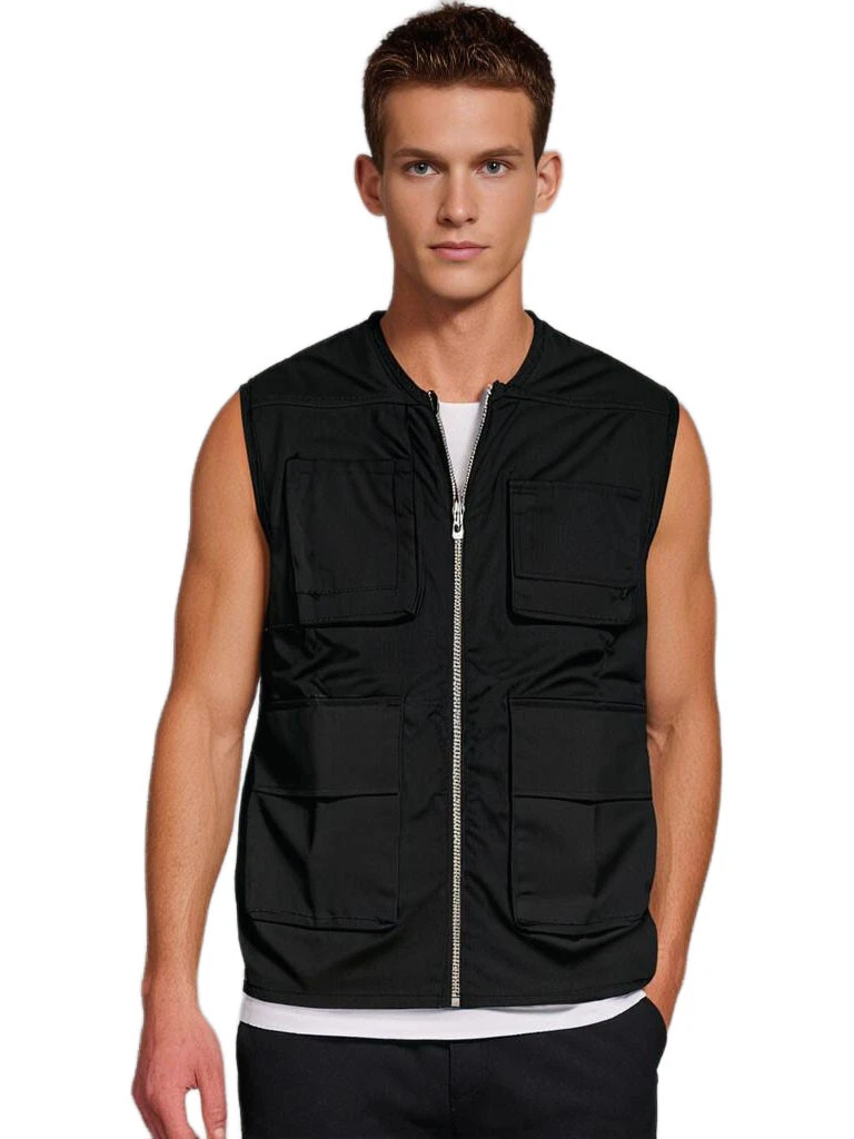 Mens Jacket Pocket Combat Utility Vest Black Medium RRP £45 Boohoo Man Gilet
