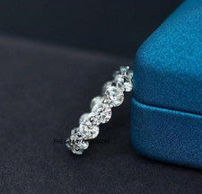 1.5Carat Round Cut Solid 14K White Gold Plated Full Eternity  Engagement Ring