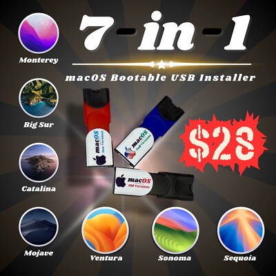 7-in-1 macOS Bootable USB installer ( Sequoia-Sonoma-Ventura-Monterey-Big Sur- )