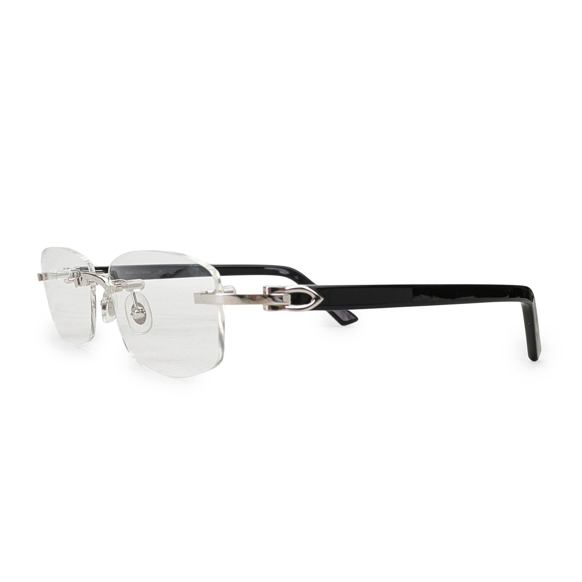 NWT CARTIER C-DECOR RIMLESS BLACK SILVER EYEGLASSES SIZE OS