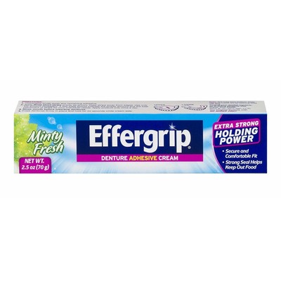 Effergrip Denture Adhesive Cream Extra Strong Holding Power Minty Fresh 2.50 oz