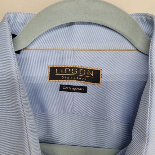 Lipson Contemporary Mens 18.5 Signature Blue Long Sleeve Shirt Made in Canada - Picture 5 of 9
