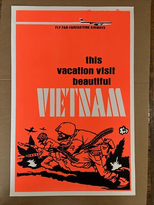 this vacation visit Vietnam black light poster original vintage
