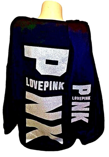 BLING Victoria Secret Pink GLITTER LOGO PULLOVER SWEAT SHIRT LEGGING PANT XL SET
