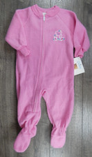 Baby Girl Clothe New Vintage Carter's 6-12 Month Fleece Pink Bear Footed Sleeper