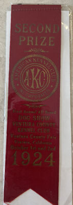 Vintage AKC Ventura Kennel Club Ribbon 1924
