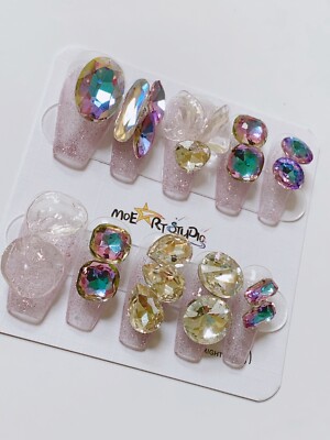 Nails Handmade press on nails 3D Spring Pink size M