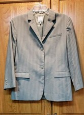 NWOT Anne Klein 2 Viscose Polyester Spandex Pinstripe SAGE Blazer Jacket Size 1