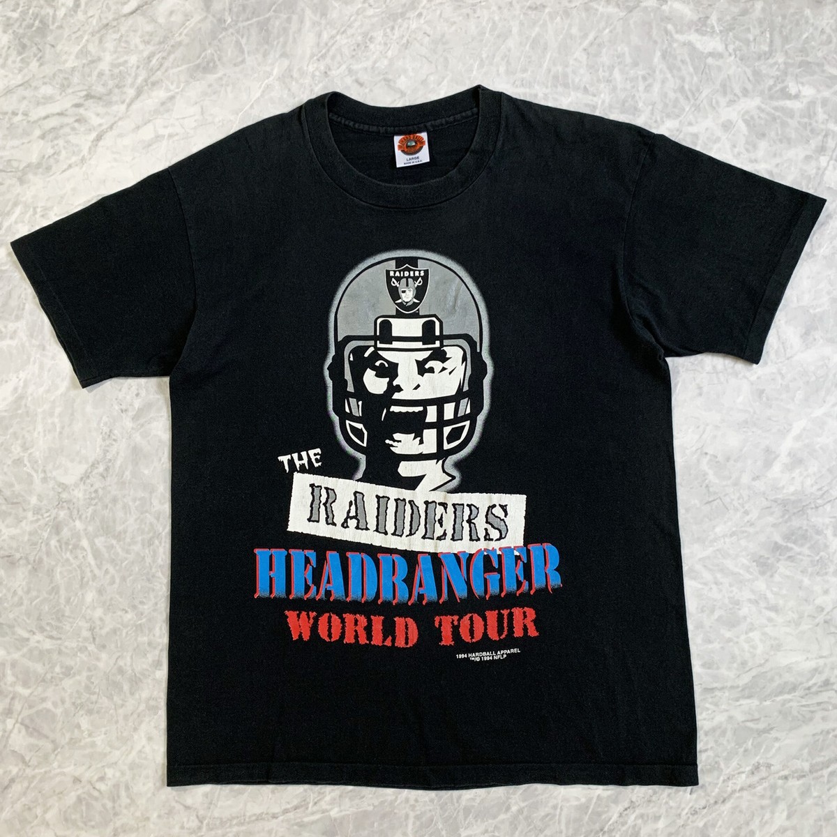 VTG 90s NFL Los Angeles RAIDERS HARD BALL HEAD BANGER TOUR 1994 T