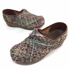 Sanita Danish Women's Woven Green Tweed Nursing Work Clogs Size US 39 / 8-8.5