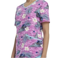 Womens Large Dinosaur Scrub Top -Jurassic World -V Neck - Dino Skin