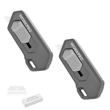 WORKPRO Safe Ceramic Box Cutter Small 2PC-GRAY with Extra Blades Quick Change