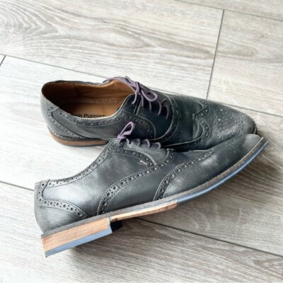 Hush Puppies Black Distressed Leather Wingtips Oxfords Size  display picture 1
