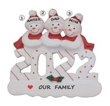 Personalized 2022 Snowman Family of 3 / Sisters / Friends Christmas Ornament