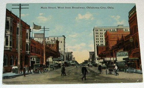 OKLAHOMA CITY OKLAHOMA ca 1920 POSTKARTE HAUPTSTRASSE aus BROADWAY PFERDEWAGEN - Bild 1 von 2