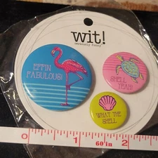 wit! Seriously Funny Effin Fabulous What the Shell Yeah pinbacks pin button