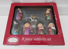 NEW!! KMART TRIM A HOME 8-PIECE CHRISTMAS NATIVITY MANGER SET 6.8" POLYRESIN