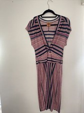 Tory Burch 100% Silk Dress size M Fuchsia/Blue