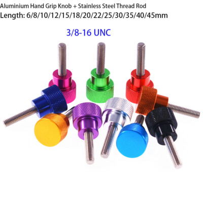 3/8''-16 UNC Knurled Thumb Screws Aluminium Hand Grip Knob Bolts High Type 6-45mm