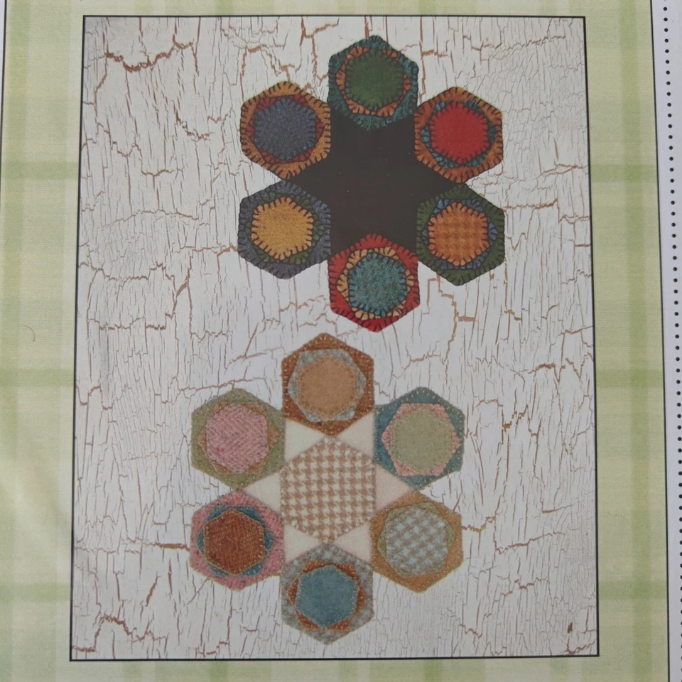2005 "Woolie Flower Garden" Small Wool Penny Rug Quilt Theme Pattern & Template - Image 4 of 4
