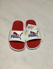 NWT Puma Cool Cat Jr Slides Knockout Red White Blue Unisex Child Sz 1C