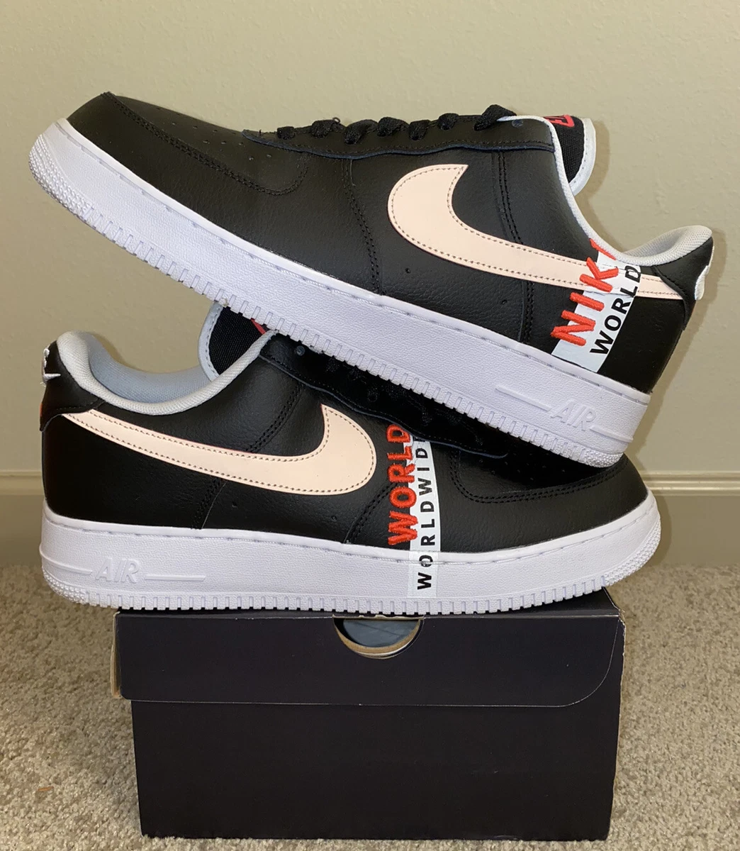 Nike Air Force 1 Low ‘07 LV8 Worldwide 11.5 Black White Crimson CK6924-001  1 3 4