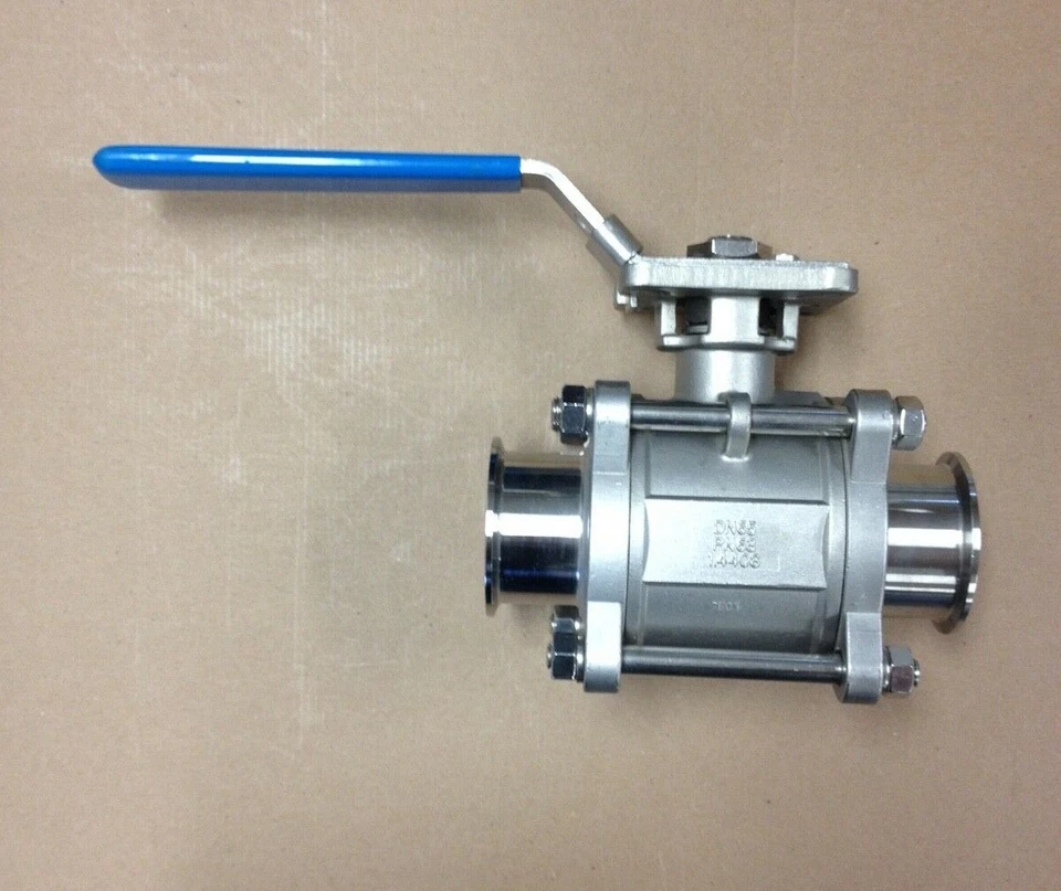 2-1/2" 3 Piece Full Port Ball Valve Clamp Ends 316 Stainless Sanitary WOG1000 - Image 2 of 4