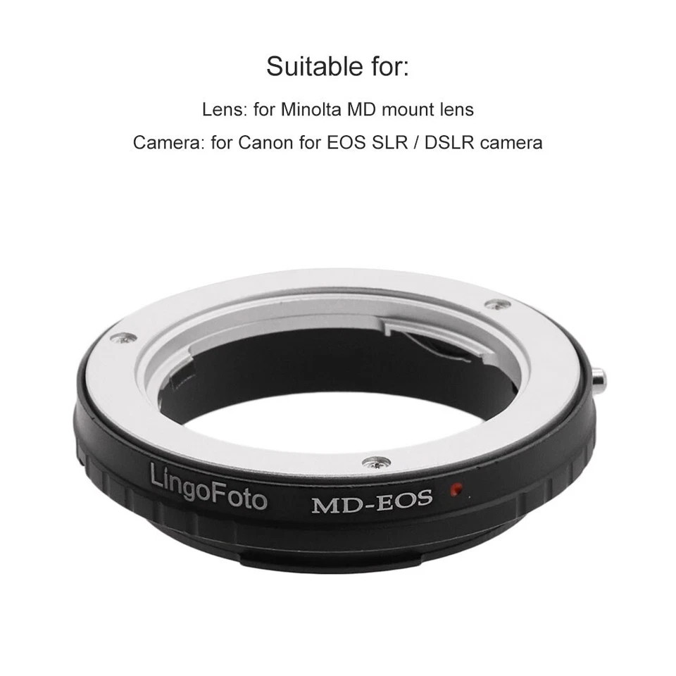 Anillo adaptador de lente de metal MD-EOS para lente Minolta MD a cámara EF EF montura EOS Foto 3 de 4