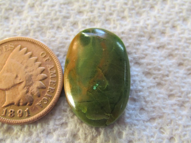 Green Alunite Cab 11 carat rare free form hand cut cabochon 
