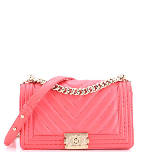 Chanel Boy Flap Bag Chevron Calfskin Old Medium