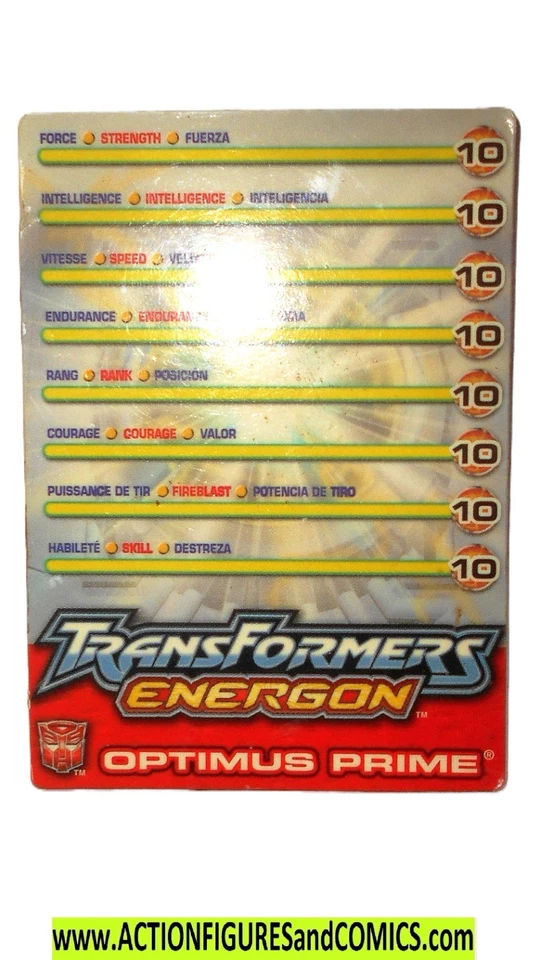 TRANSFORMERS Energon OPTIMUS PRIME Trading Card 2003 complete tech spec leader - Image 3 of 3