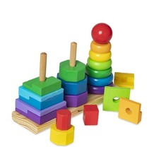 Melissa  Doug Geometric Stacker - Wooden Educational Classic Toy